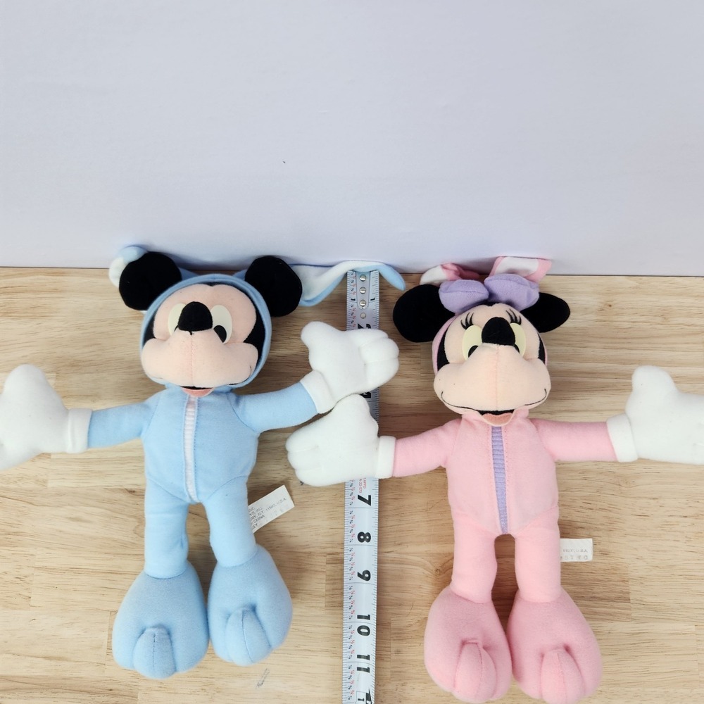 Vintage Disney Mickey And Minnie Mouse Easter Bunny 11" Plush Mattel - Picture 2 of 9